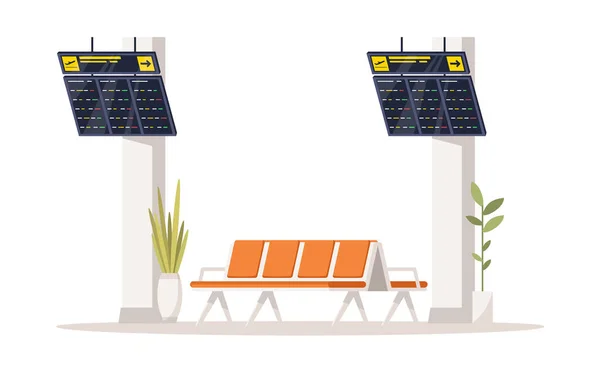 Flygplats Terminal Semi Platt Rgb Färg Vektor Illustration Väntområde Lobbyn — Stock vektor