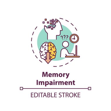 Hafıza kaybı konsepti simgesi. Esrar, ince çizgi illüstrasyonunda ters yan etki kullanır. Bilişsel bozukluk, düşünme süreci sorunları. Vektör izole edilmiş RGB renk çizimi. Düzenlenebilir vuruş