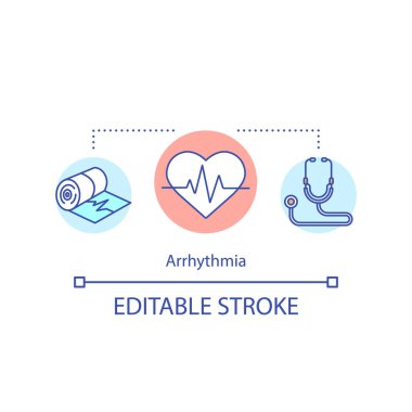 Arrhythmia concept icon. Cardiovascular disease idea thin line illustration. Cardiac dysrhythmias. Health problem. Vector isolated outline RGB color drawing. Editable stroke clipart