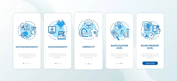 Triagem Cardíaca Onboarding Tela Página Aplicativo Móvel Com Conceitos Verificação —  Vetores de Stock