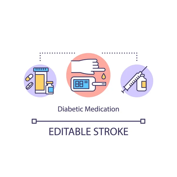 Das Diabetische Medikamentenkonzept Blutzuckerspiegel Test Idee Dünne Linie Illustration Gesundheitliche — Stockvektor