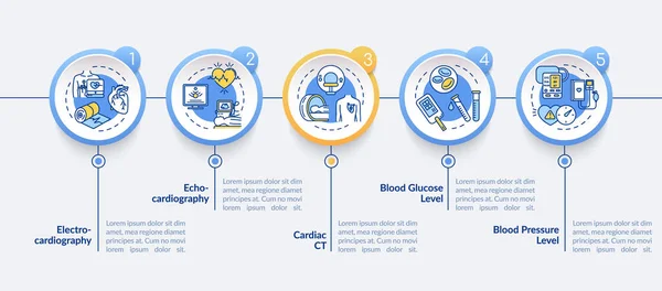 Infografische Vorlage Für Herz Screening Vektoren Gestaltungselemente Für Die Blutdruckmessung — Stockvektor