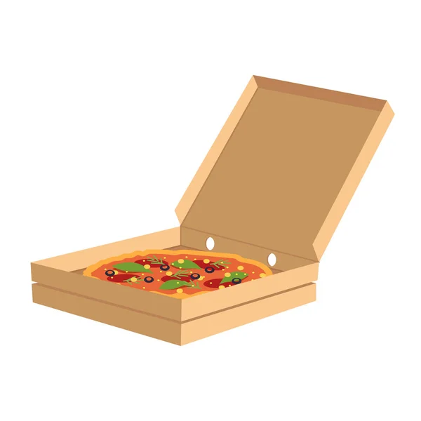 Pizza Rutan Semi Platt Rgb Färg Vektor Illustration Ohälsosamt Mellanmål — Stock vektor