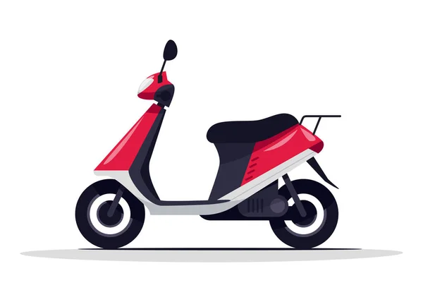 Red Motorbike Semi Flat Rgb Color Vector Illustration Classic Moped — Stock Vector