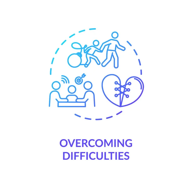 Overcoming Difficulties Concept Icon Parents Helping Kid Family Emotional Support — Stock Vector