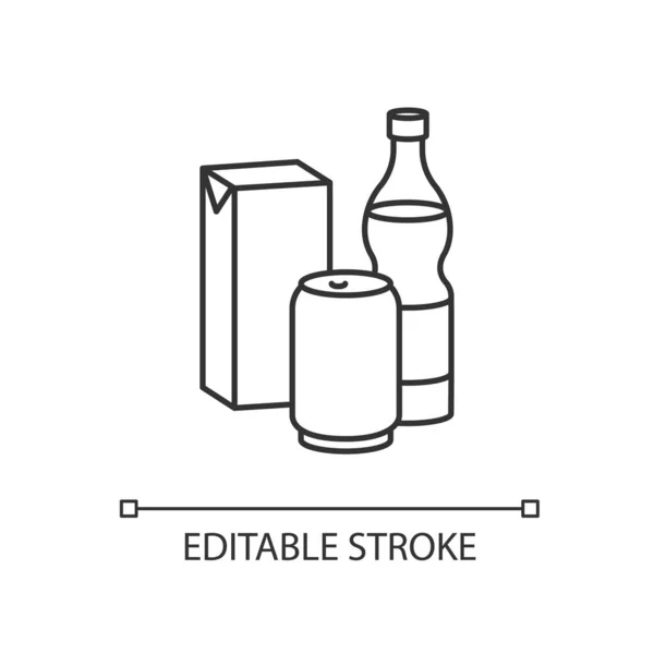 Píxel Bebida Icono Lineal Perfecto Agua Con Gas Botella Vidrio — Archivo Imágenes Vectoriales