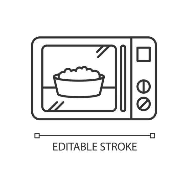 Pixel Repas Prêt Icône Linéaire Parfaite Nourriture Micro Ondes Pop — Image vectorielle