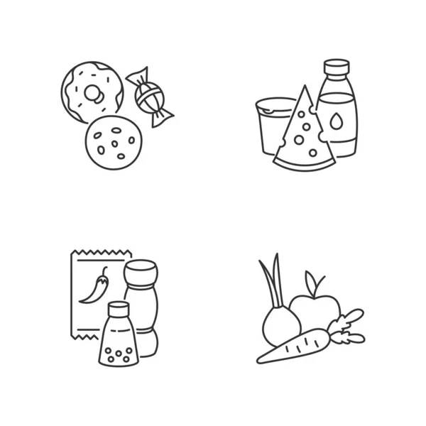 Σούπερ Μάρκετ Τροφίμων Pixel Τέλεια Γραμμική Εικόνες Που Γλυκά Και — Διανυσματικό Αρχείο