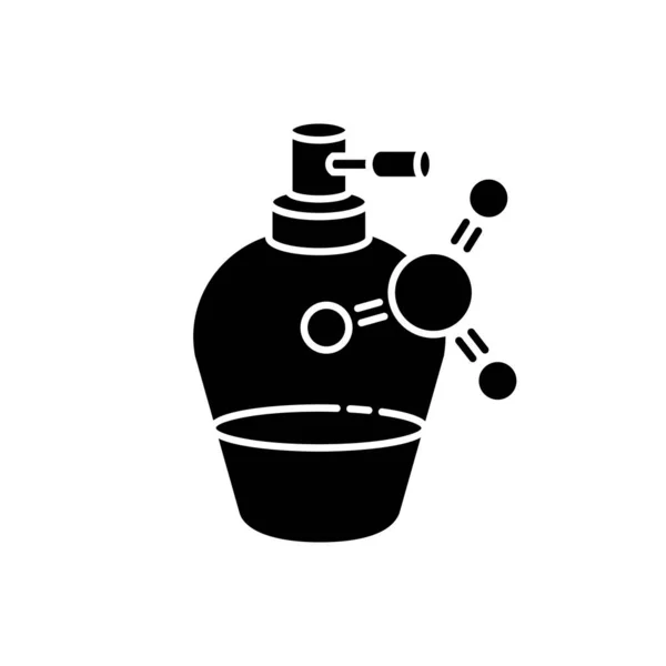 Liquid Keratin Bottle Black Glyph Icon Chemical Formula Vitamin Complex — Stock Vector
