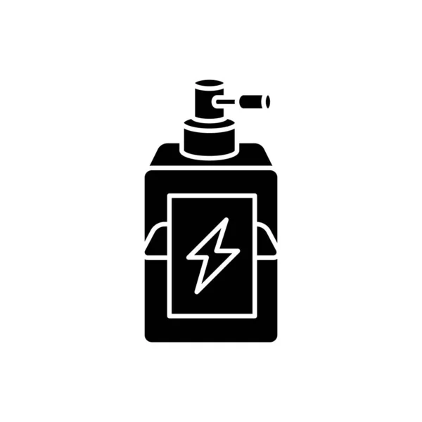 Antistatische Haarspray Zwart Glyph Pictogram Vloeibaar Product Container Voor Winterhaarverzorging — Stockvector