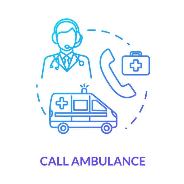 Icono Concepto Llamada Equipo Ambulancia Primeros Auxilios Atención Médica Servicio — Vector de stock