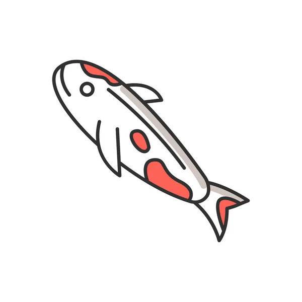Koi Carp Rgb Color Icon Japanese Fish Luck Symbol Exotic — Stock Vector