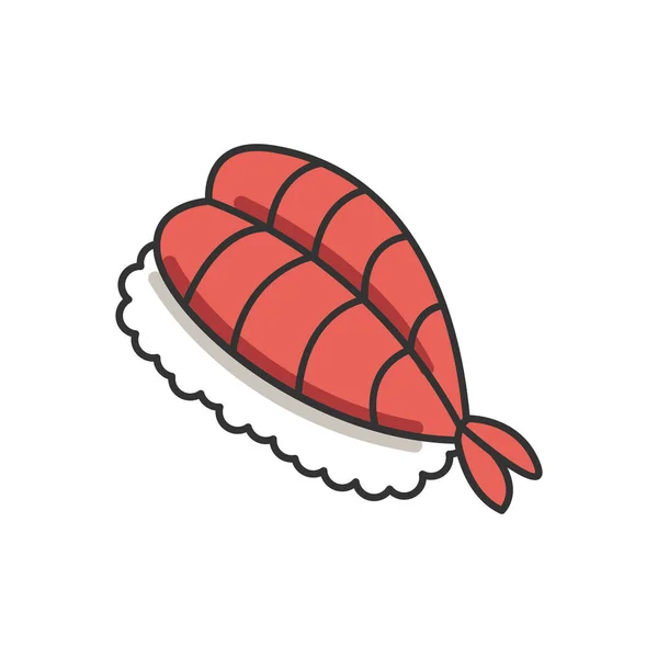 Sushi Rgb Farbsymbol Frische Meeresfrüchte Sashimi Mahlzeit Fisch Auf Reis — Stockvektor