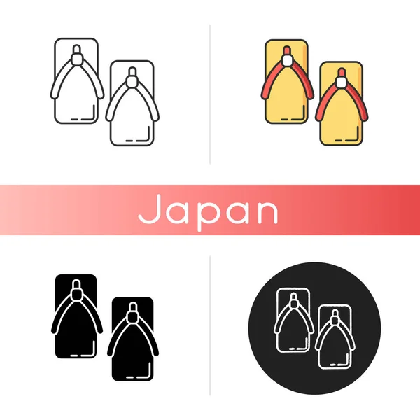 Yukata Cipő Ikon Japán Papucsot Viselhet Kimonóval Keleti Szandál Hagyományos — Stock Vector