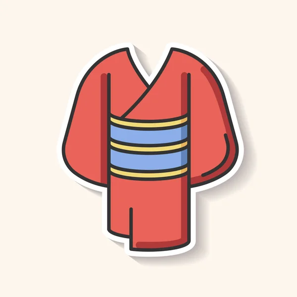 Kimono Náplast Tradiční Japonské Šaty Obi Páskem Oriental Yukata Etnické — Stockový vektor