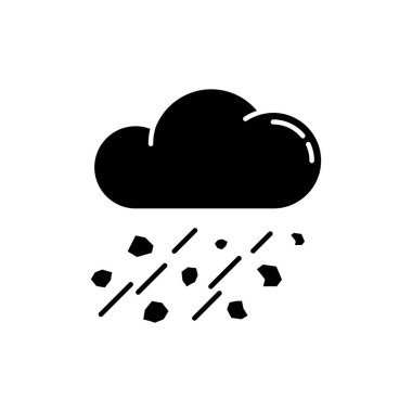 Karışık yağmur simgesi simgesi. Dolu fırtınası, beyaz uzayda meteoroloji silueti sembolü. Kötü hava tahmini, güçlü atmosferik yağış. Dolu vektörlü yağmur bulutu izole edilmiş illüstrasyon