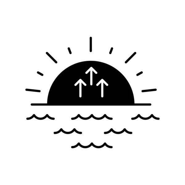 Чорна Гліфічна Ікона Сходу Сонця Ранкове Сонячне Світло Світанок Прогноз — стоковий вектор