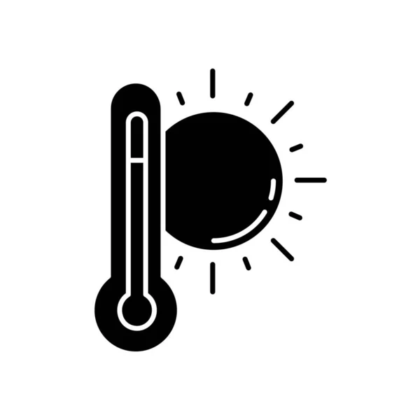 Sıcak Hava Siyah Kabartma Simgesi Yaz Sıcağı Mevsimsel Tahminler Beyaz — Stok Vektör