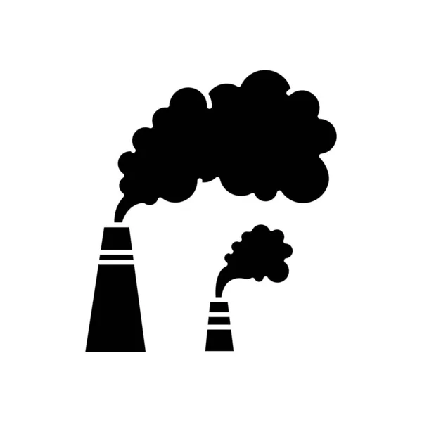 Rook Zwarte Glyph Icoon Stedelijke Smog Industriële Luchtverontreiniging Milieuvervuiling Silhouet — Stockvector