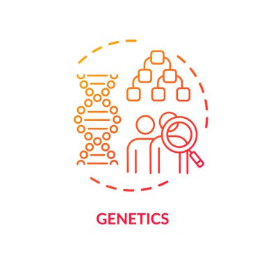 Genetics concept icon. Human genome research, hereditary diseases study idea thin line illustration. Genetic engineering, microbiology, biotechnology. Vector isolated outline RGB color drawing clipart