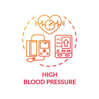 High blood pressure concept icon. Cardiovascular system, hypertension symptom idea thin line illustration. CVD monitoring and diagnostics instruments. Vector isolated outline RGB color drawing clipart