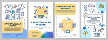 Kardiyovasküler hastalık broşürü. Kalp sorunları broşürü, broşür, broşür baskısı, lineer simgelerle kaplama tasarımı. Dergiler için vektör planları, yıllık raporlar, reklam posterleri