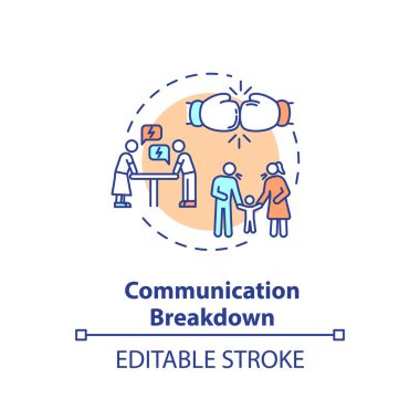 İletişim kopukluğu konsepti simgesi. Aile tartışması, ortaklar fikir ayrılığı ince çizgi çizimi. Karı koca sorunları. Vektör izole edilmiş RGB renk çizimi. Düzenlenebilir vuruş