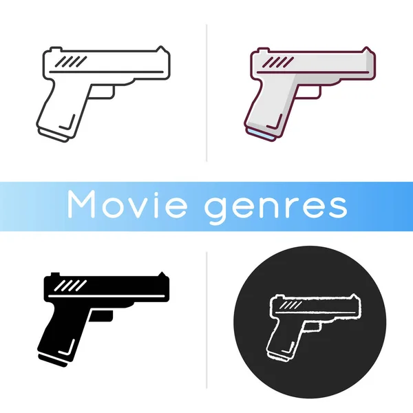 Action Flick Icon Linear Black Rgb Color Styles Popular Movie — Stock Vector