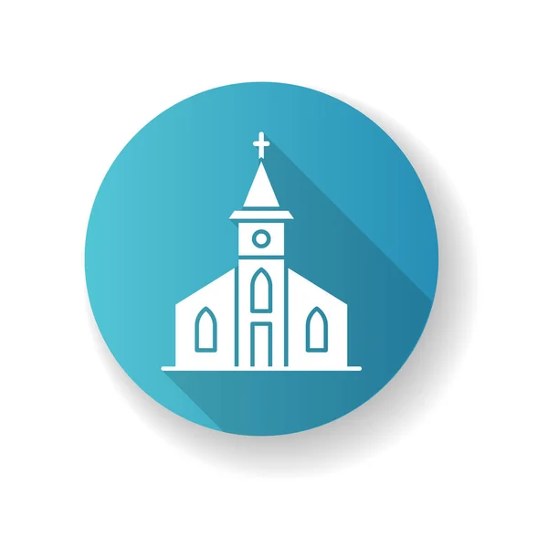 Katholieke Kerk Blauw Plat Ontwerp Lange Schaduw Glyph Icoon Religieus — Stockvector