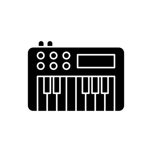 Sentezleyici Siyah Kabartma Simgesi Müzik Grubu Performansı Için Elektronik Müzik — Stok Vektör