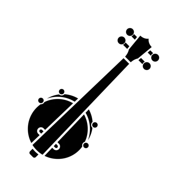 Banjo Svart Glyf Ikon Traditionellt Västerländskt Musikinstrument Bluegrass Band Live — Stock vektor