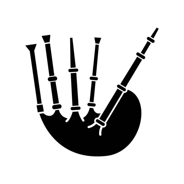 Bagpipes Icono Glifo Negro Instrumento Musical Escocés Nacional Música Tradicional — Vector de stock