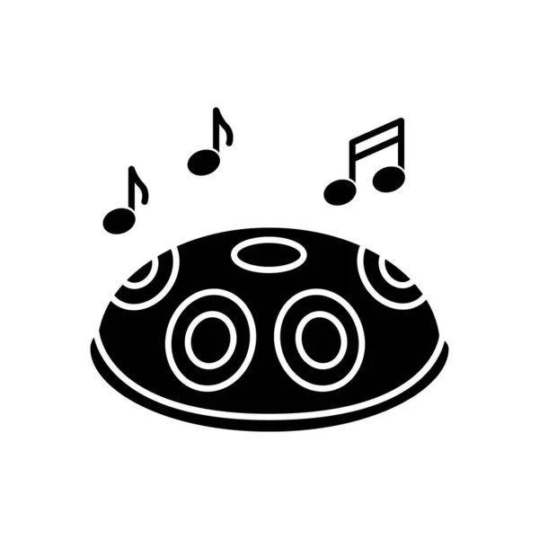 Handpan Fekete Jel Ikon Hagyományos Hangszer Meditációhoz Kikapcsolódáshoz Ütős Zenekarban — Stock Vector