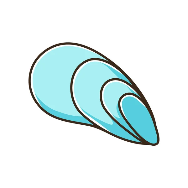 ケファロポッドシェルブルーRgbカラーアイコン エキゾチックな螺旋状の巻貝 水族館の装飾 コンコロジー空の軟体動物 カタツムリの殻絶縁ベクトルイラスト — ストックベクタ