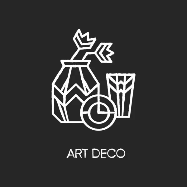 Art Deco Stile Gesso Icona Bianca Sfondo Nero Movimento Culturale — Vettoriale Stock