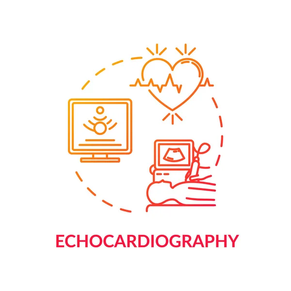 Icona Concettuale Ecocardiografia Ultrasuoni Idea Screening Cardiaco Sottile Linea Illustrazione — Vettoriale Stock