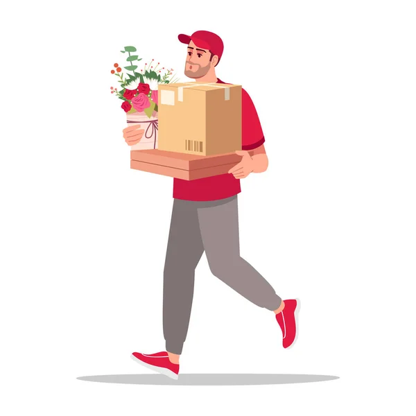 Thuis Levering Van Cadeautjes Semi Platte Rgb Kleur Vector Illustratie — Stockvector