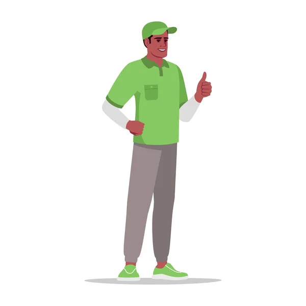 Leverancier Groen Uniform Semi Platte Rgb Kleur Vector Illustratie Koeriersbedrijf — Stockvector