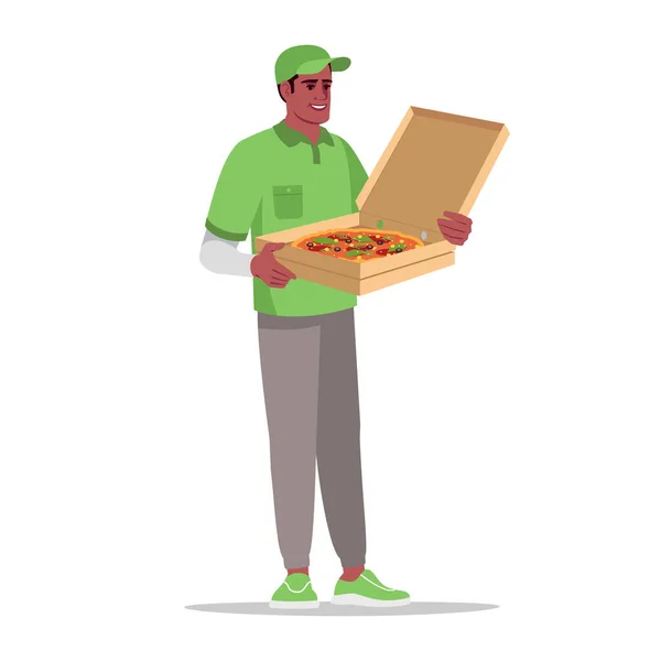 Pizzeria Levering Semi Flat Rgb Kleur Vector Illustratie Fast Food — Stockvector
