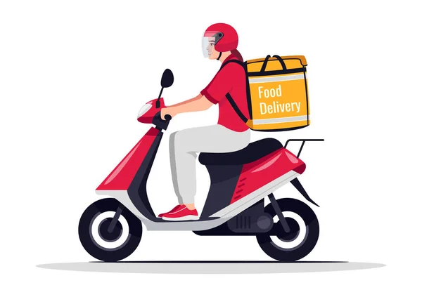 Food Delivery Service Semi Flat Rgb Color Vector Illustration Bike — Stock Vector