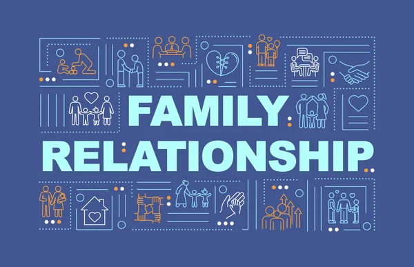 Palabras Relaciones Familiares Conceptos Banner Ciclos Vida Etapas Desarrollo Familiar — Vector de stock