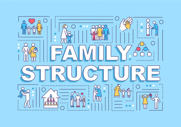 Баннер Понятий Семейной Структуры Разнообразие Типов Отношений Инфографика Линейными Иконками — стоковый вектор
