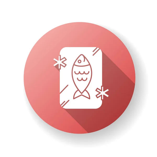 Замороженная Еда Красного Плоского Дизайна Длинной Тенью Иконы Сохранившаяся Рыба — стоковый вектор