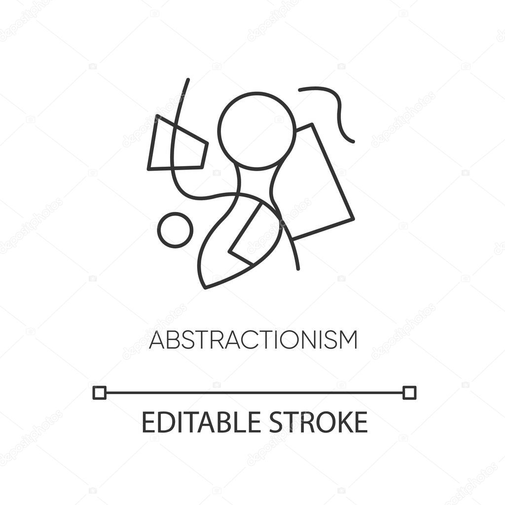 Abstractionism pixel perfect linear icon. Various shapes abstract composition. Thin line customizable illustration. Contour symbol. Vector isolated outline drawing. Editable stroke