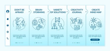 Vektör şablonunda başarılı çalışma zihniyeti. Proje için beyin fırtınası. Çözümlerin çeşitliliği. Simgeli ilgili mobil web sitesi. Web sayfası basamak ekranları. RGB renk kavramı