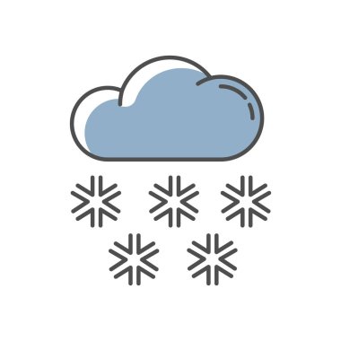 Kar mavisi RGB renk simgesi. Meteorolojik hava tahmini, kışın hava tahmini. Mevsimsel atmosferik yağış. Kar taneli bulut izole edilmiş vektör çizimi