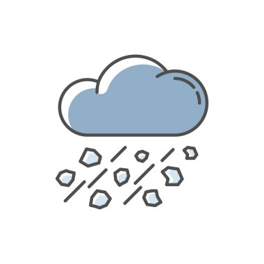 Karışık yağmur mavisi RGB renk simgesi. Dolu fırtınası, meteoroloji. Kötü hava tahmini, güçlü atmosferik yağış. Dolu bulutu ile izole edilmiş vektör çizimi yağıyor