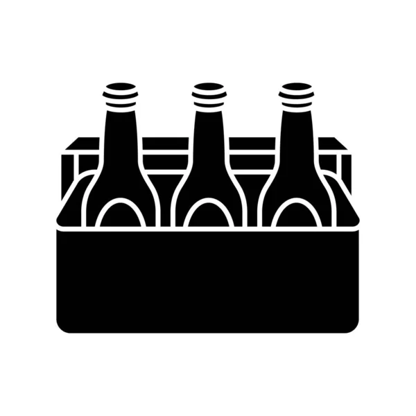 Знак Пивного Черного Знака Алкогольный Напиток Холодильнике Бухло Упаковке Напитки — стоковый вектор