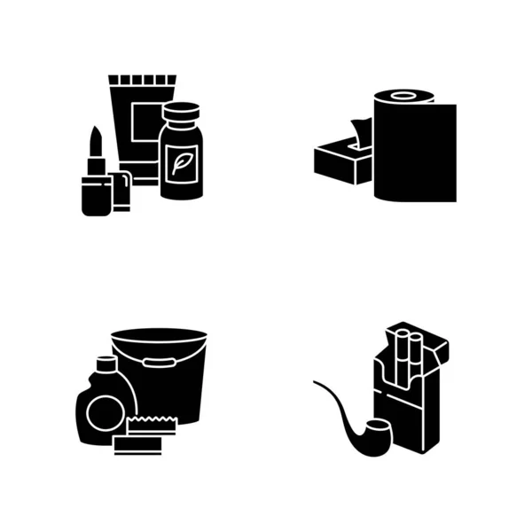 Grocery Products Black Glyph Icons Set White Space Beauty Items — Stock Vector