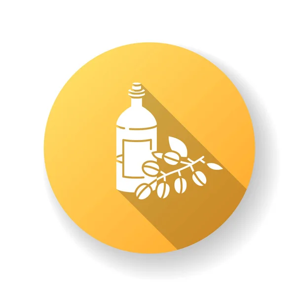 Jojoba Aceite Amarillo Plano Diseño Largo Sombra Glifo Icono Producto — Vector de stock